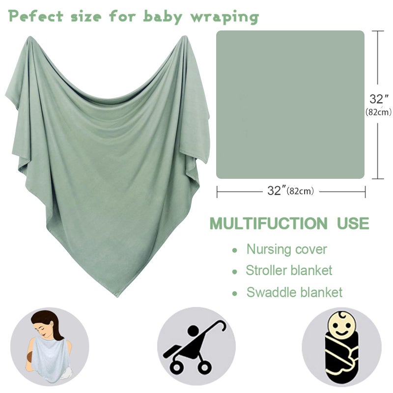 OWLOWLA Newborn Swaddle Set Stretch Wrap Swaddle Receiving Blanket for Baby Boy Girl(Olive-rm) - Image 4